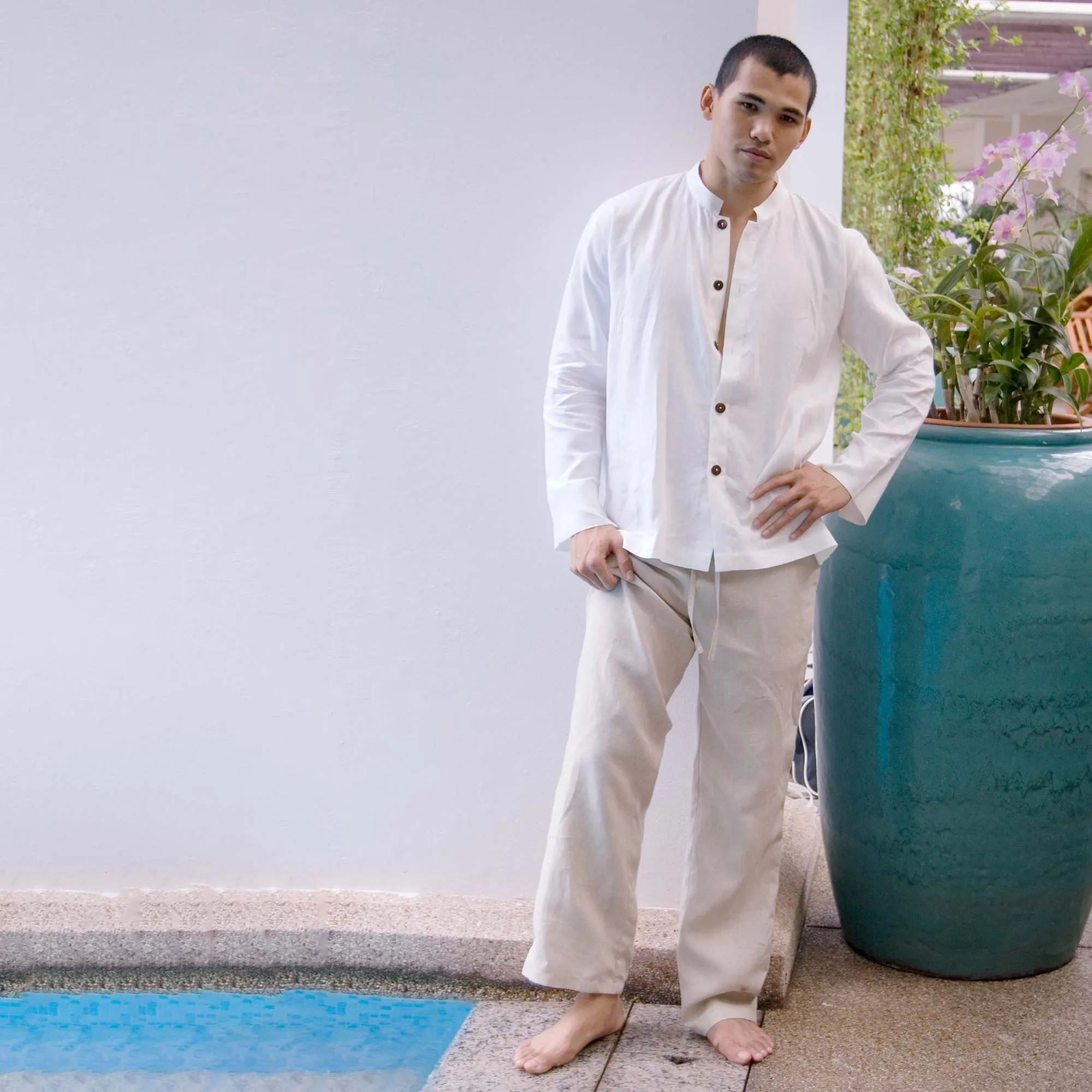100% Organic Hemp Italian Renaissance Shirt (Unisex) (Plastic-Free Coconut Buttons)