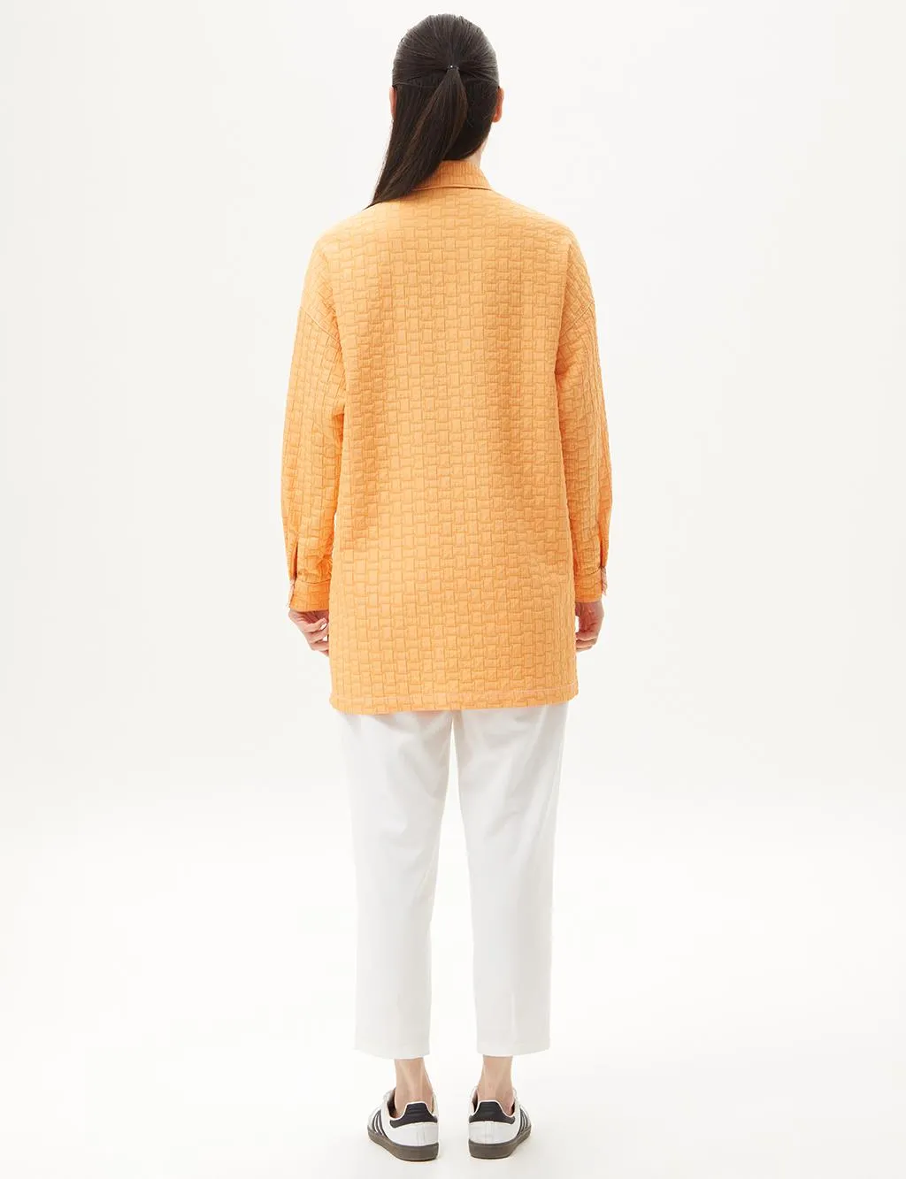 Accessory Detailed Embossed Jacket Light Orange