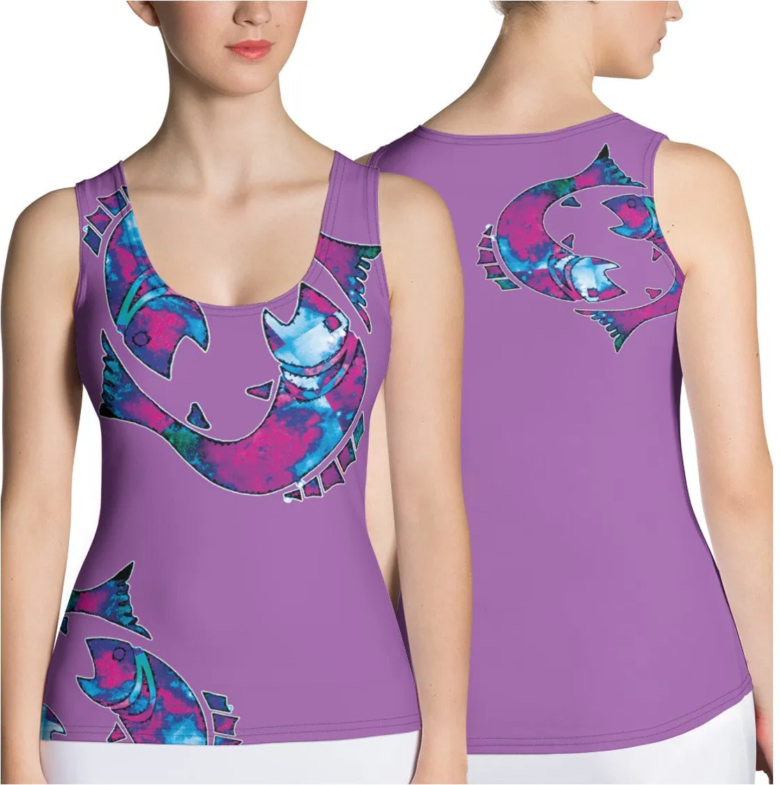 Activewear Tank Tops- Pisces. Black Yoga Tank Tops. Casualwear. WickedYo.
