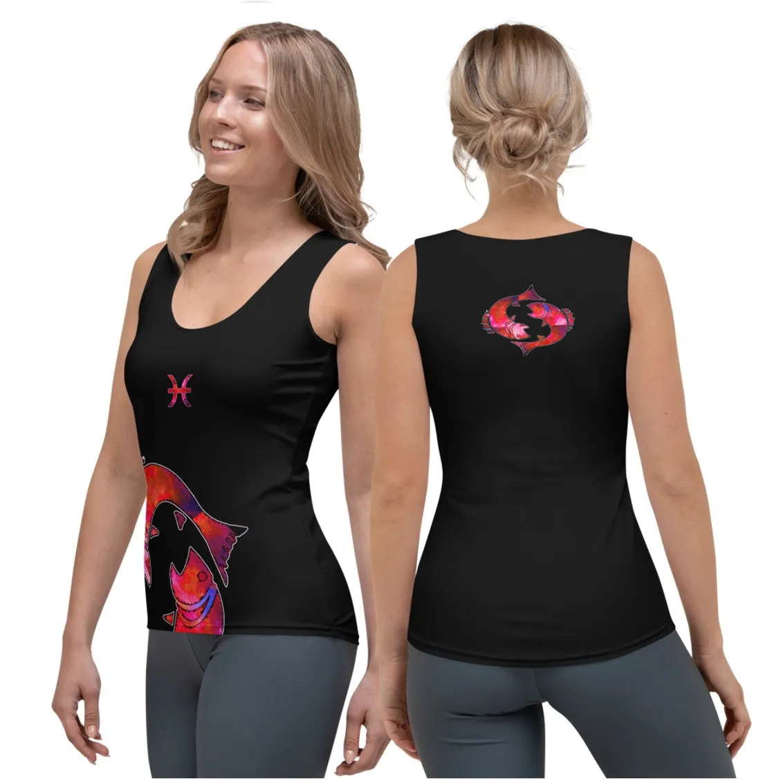 Activewear Tank Tops- Pisces. Black Yoga Tank Tops. Casualwear. WickedYo.