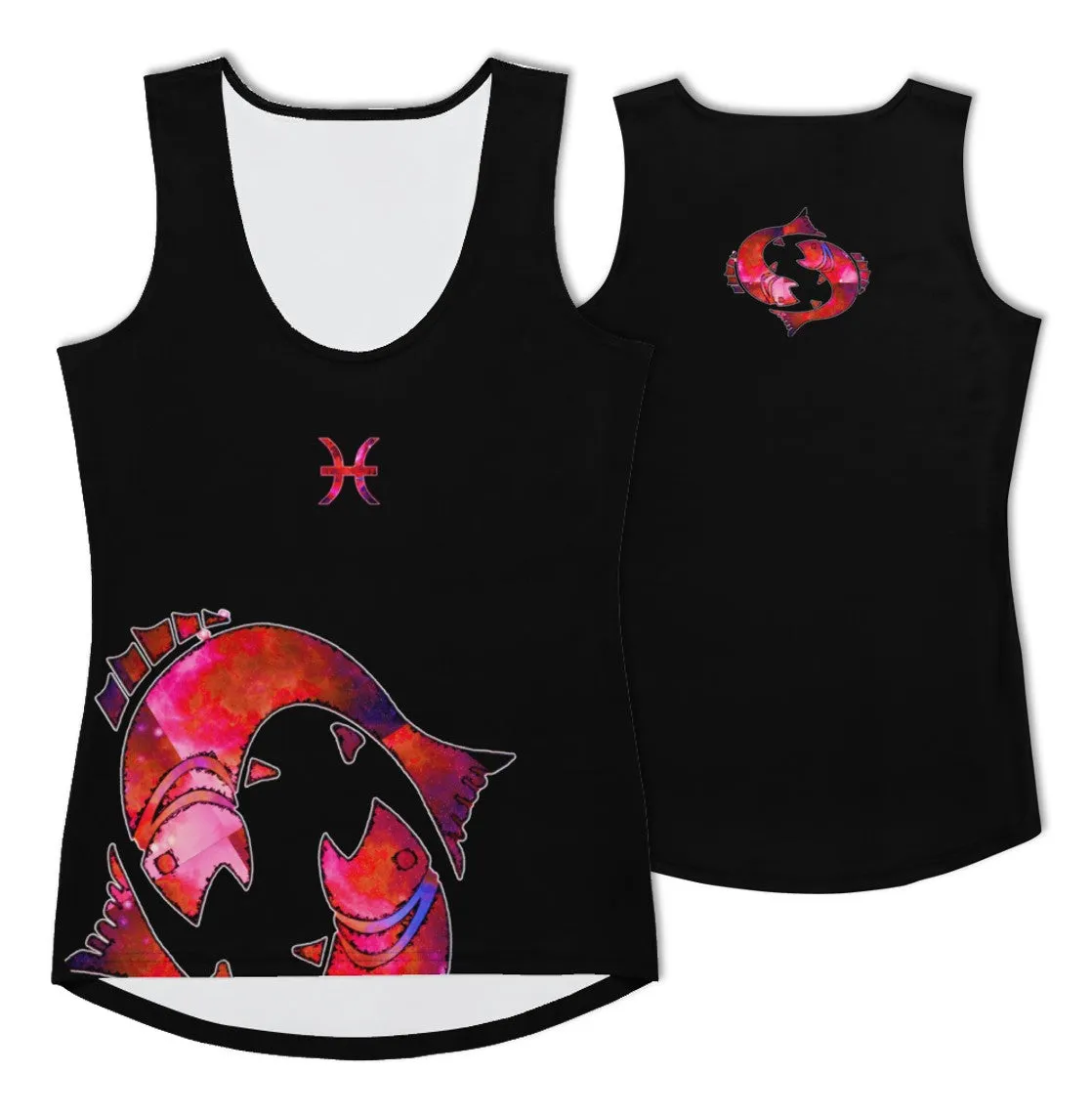 Activewear Tank Tops- Pisces. Black Yoga Tank Tops. Casualwear. WickedYo.