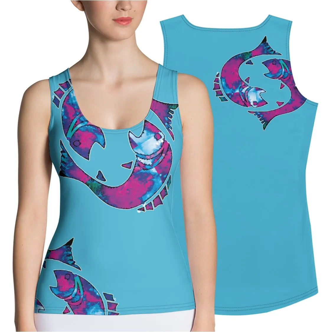 Activewear Tank Tops- Pisces. Black Yoga Tank Tops. Casualwear. WickedYo.
