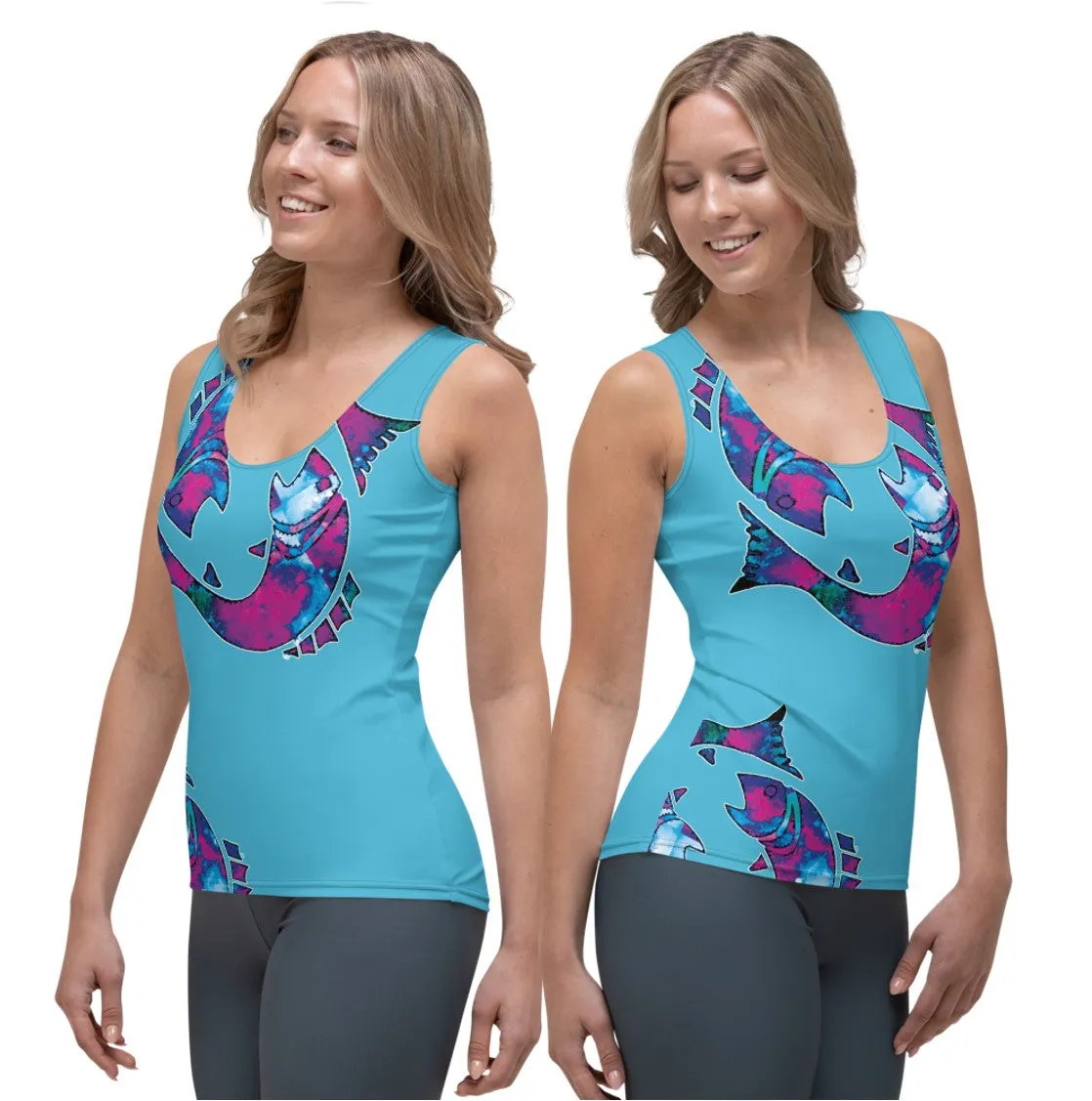 Activewear Tank Tops- Pisces. Black Yoga Tank Tops. Casualwear. WickedYo.
