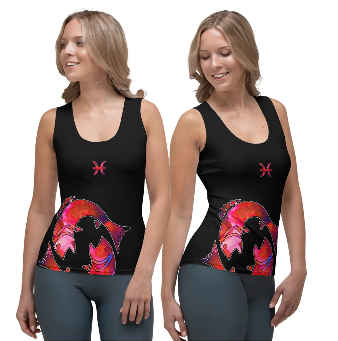 Activewear Tank Tops- Pisces. Black Yoga Tank Tops. Casualwear. WickedYo.