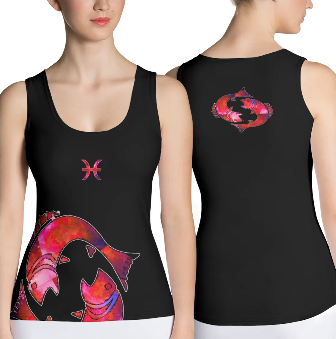 Activewear Tank Tops- Pisces. Black Yoga Tank Tops. Casualwear. WickedYo.