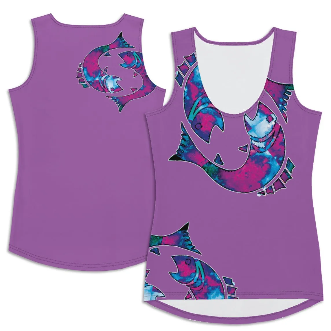 Activewear Tank Tops- Pisces. Black Yoga Tank Tops. Casualwear. WickedYo.