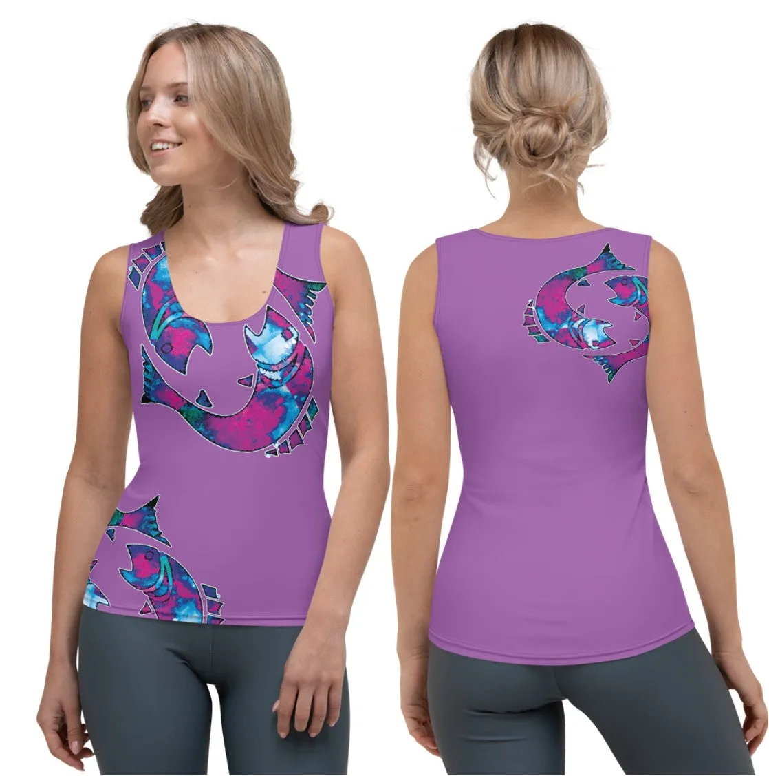 Activewear Tank Tops- Pisces. Black Yoga Tank Tops. Casualwear. WickedYo.