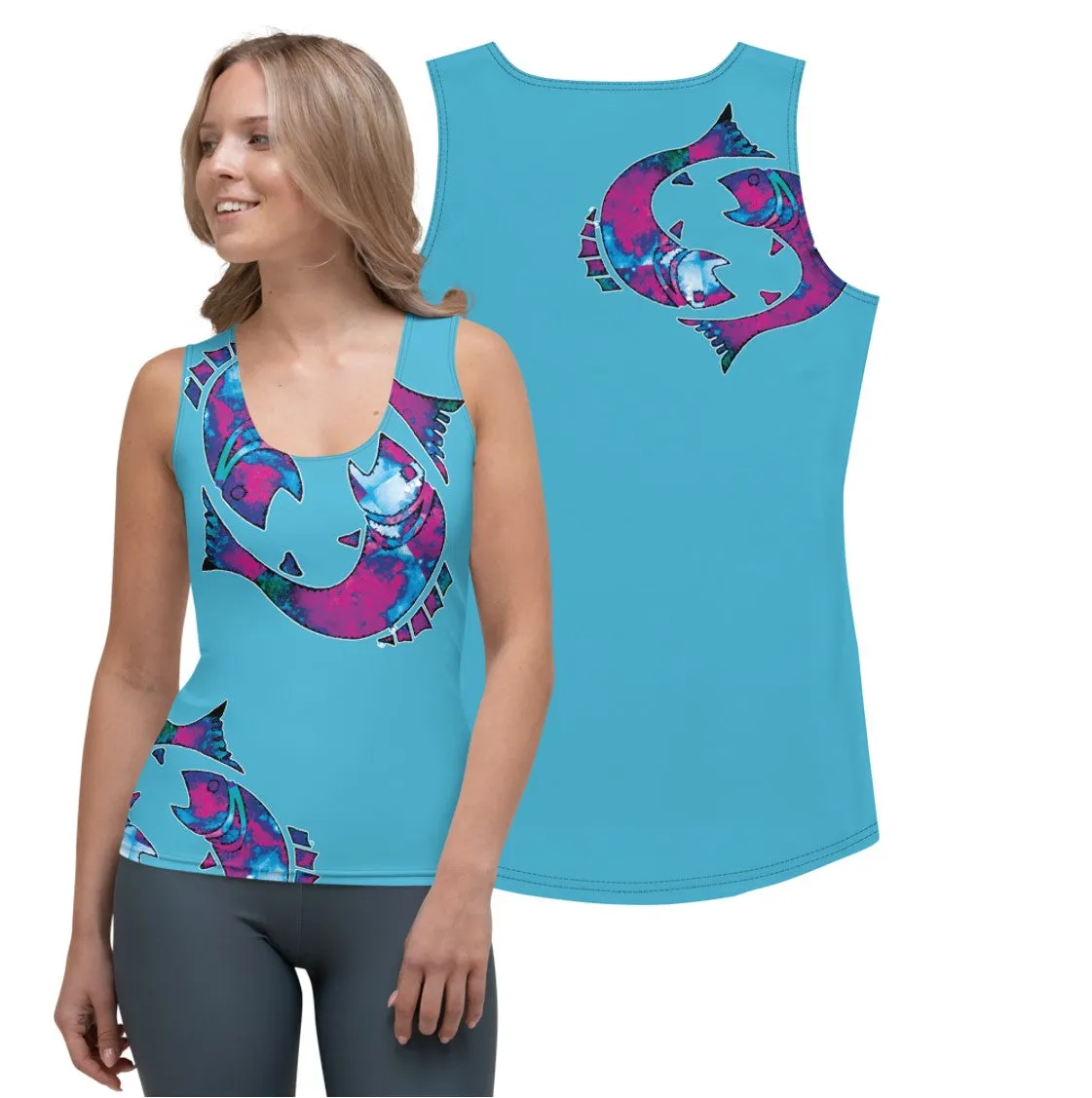 Activewear Tank Tops- Pisces. Black Yoga Tank Tops. Casualwear. WickedYo.