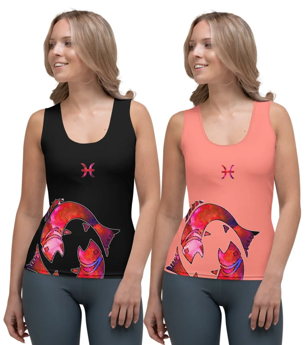 Activewear Tank Tops- Pisces. Black Yoga Tank Tops. Casualwear. WickedYo.