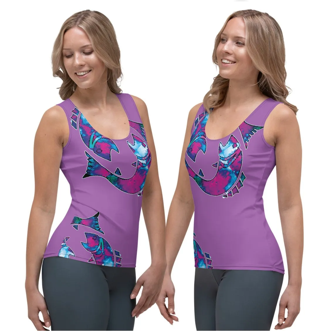 Activewear Tank Tops- Pisces. Black Yoga Tank Tops. Casualwear. WickedYo.