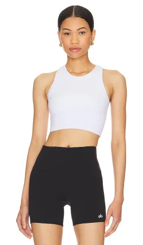 alo Seamless Delight High Neck Top in White