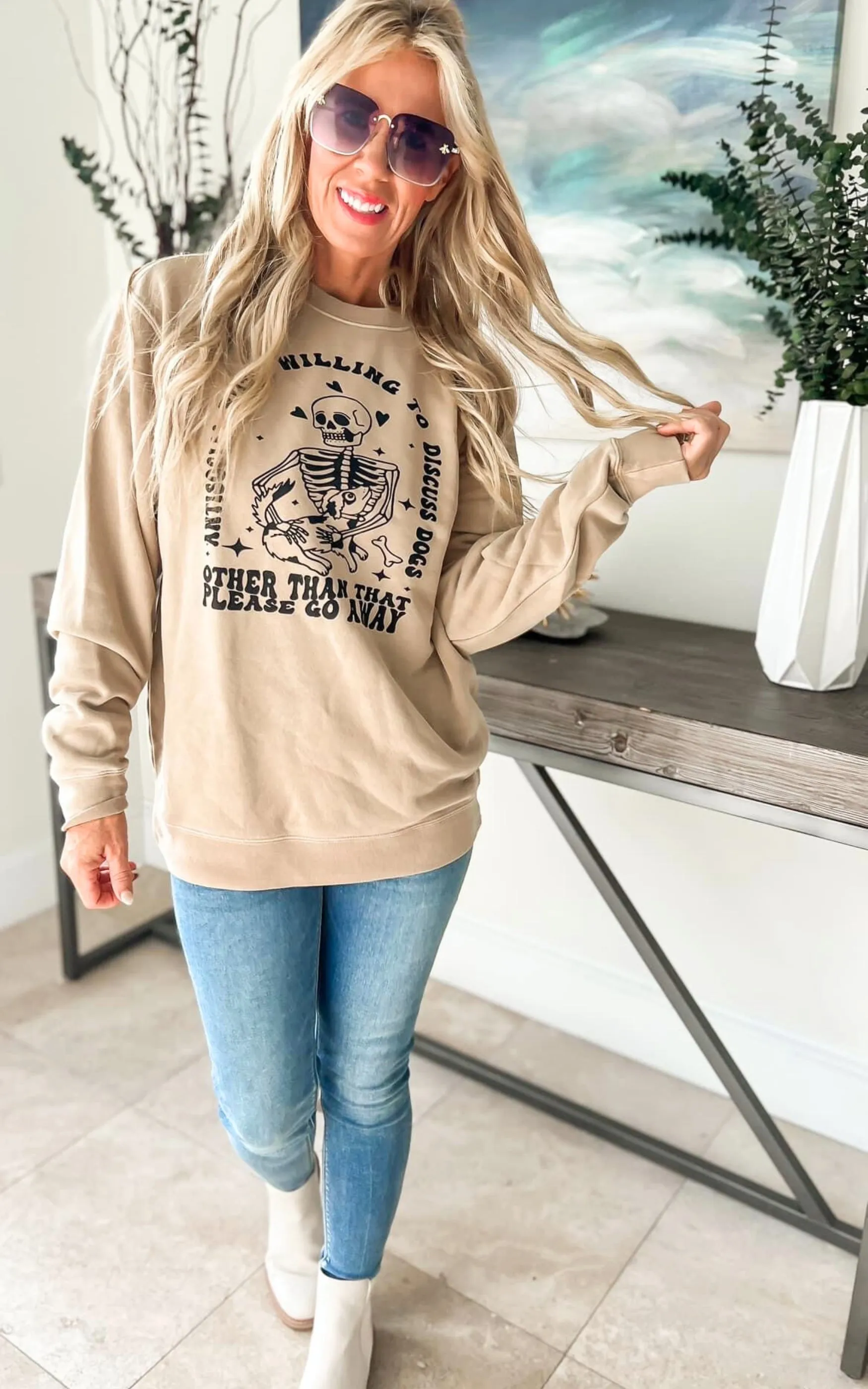 Antisocial But Willing To Discuss Dogs Crewneck Sweatshirt**
