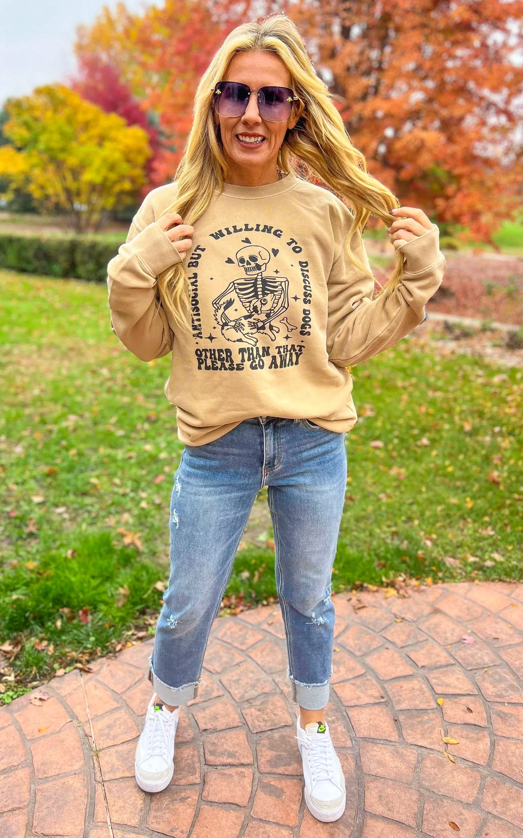Antisocial But Willing To Discuss Dogs Crewneck Sweatshirt**