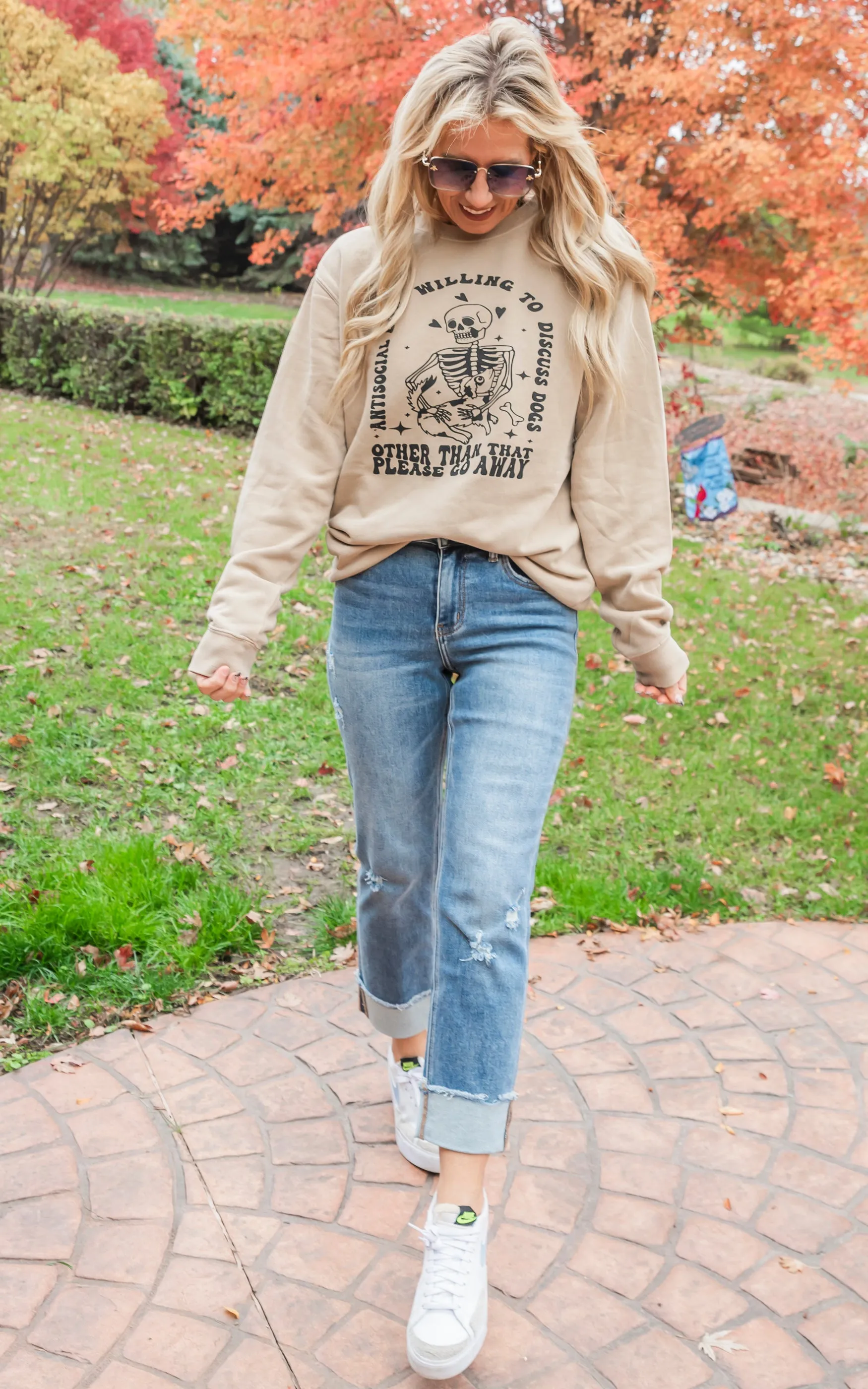 Antisocial But Willing To Discuss Dogs Crewneck Sweatshirt**