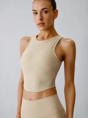 Apricot Round Neck Tank Top--Light Support