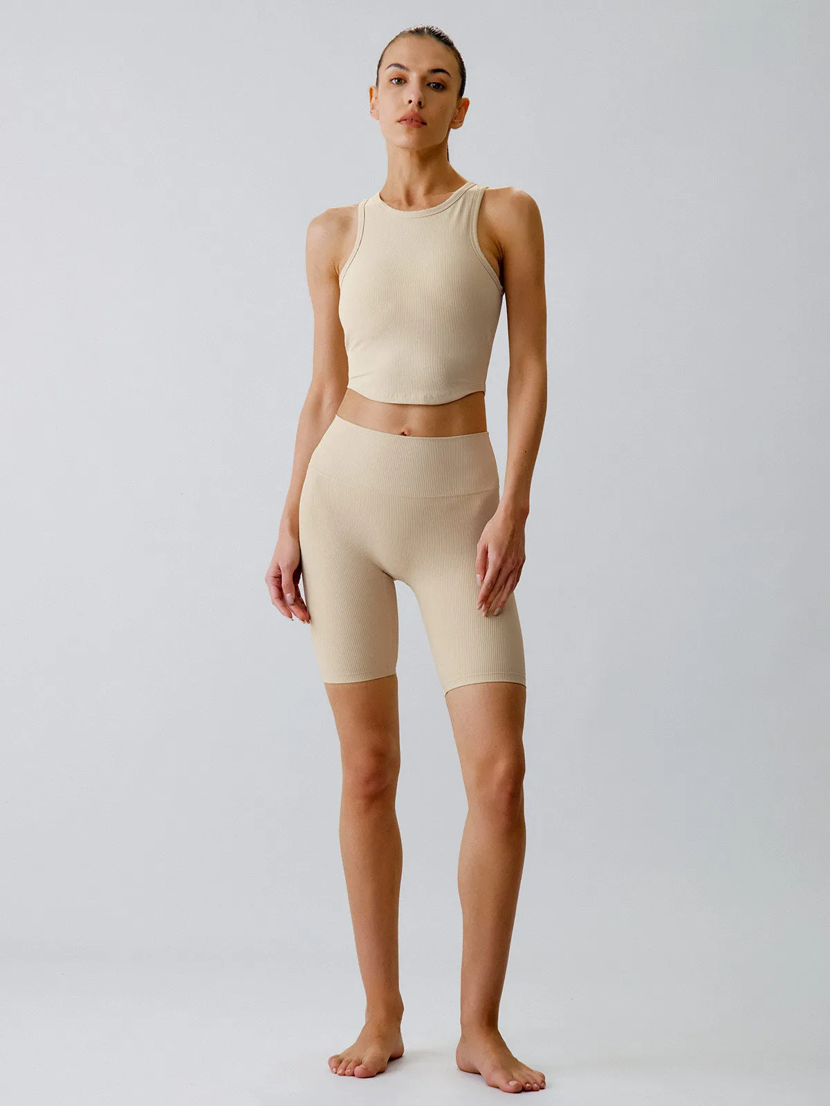 Apricot Round Neck Tank Top--Light Support