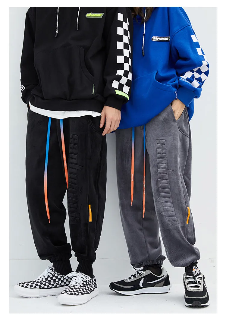 AXXE HOMME CORDUROY CASUAL UNISEX SWEATPANTS