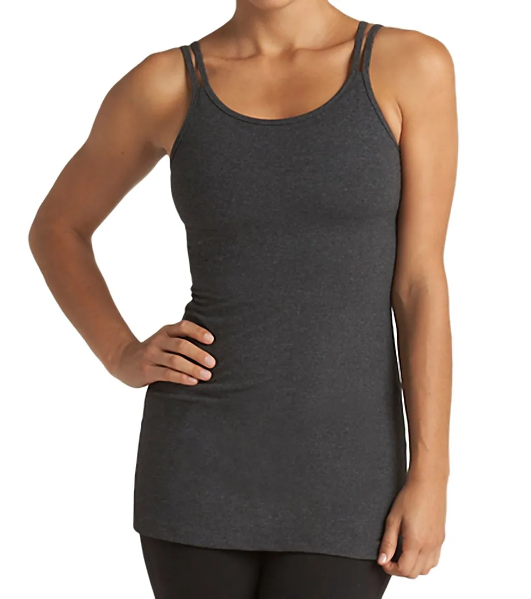 Beyond Yoga Women's Heather Gray Long Double Strap Cami