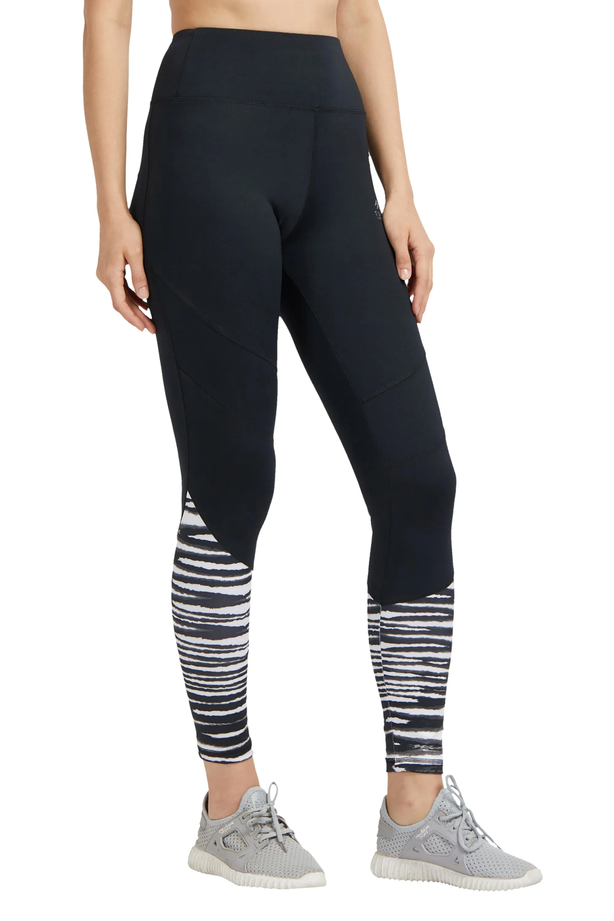 Black High Waisted Compression Sports Leggings With Zebra Print