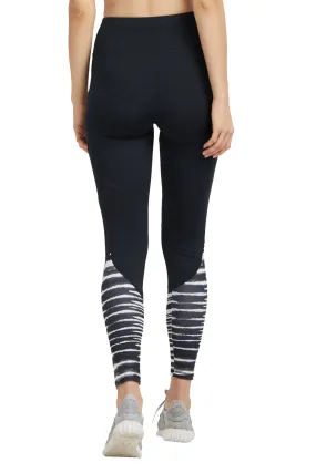 Black High Waisted Compression Sports Leggings With Zebra Print