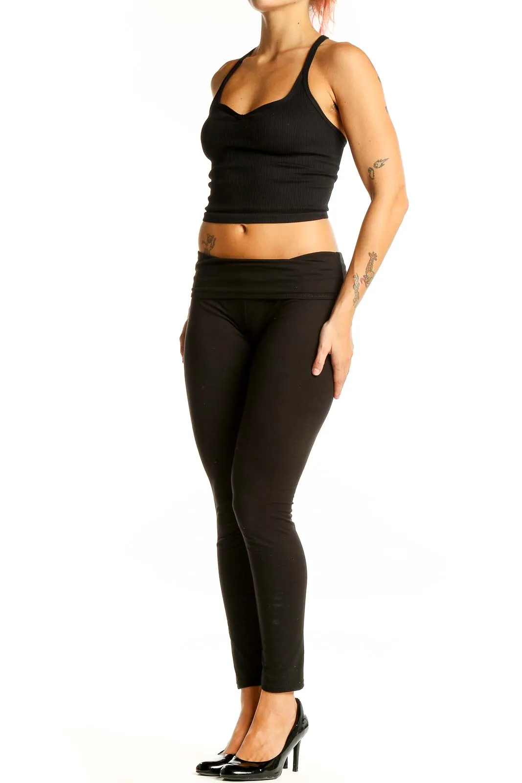 Black Ribbed Racerback Crop Top