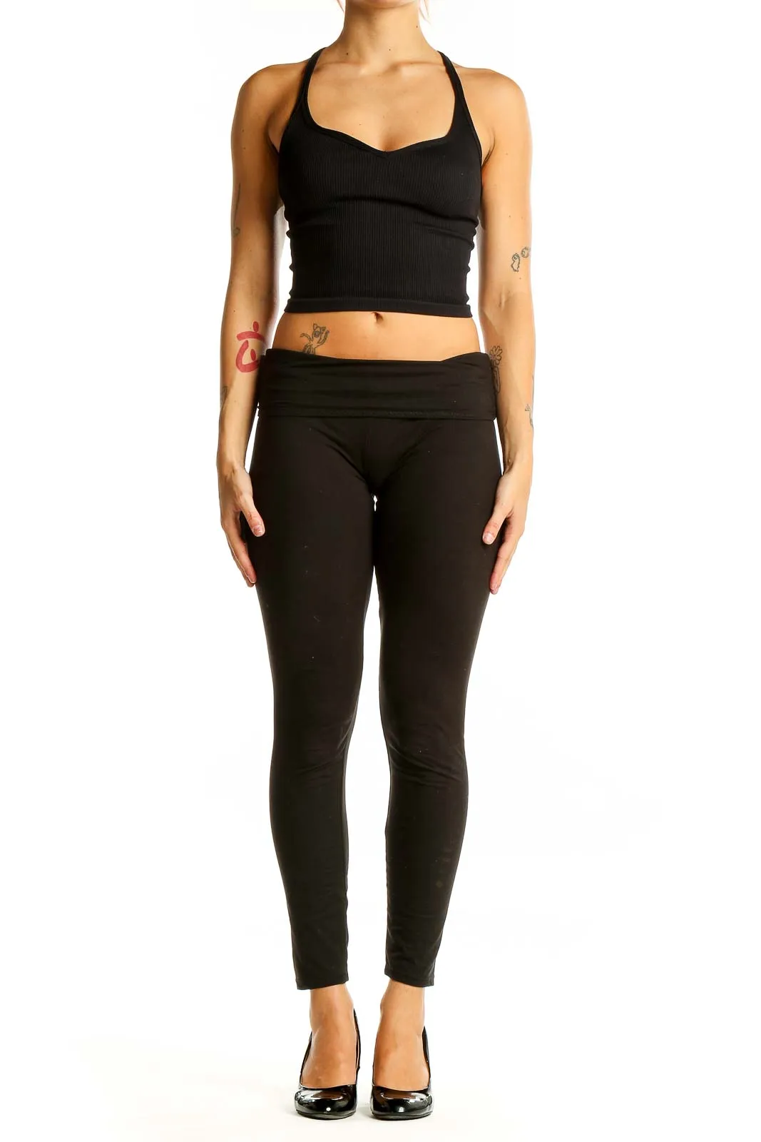 Black Ribbed Racerback Crop Top