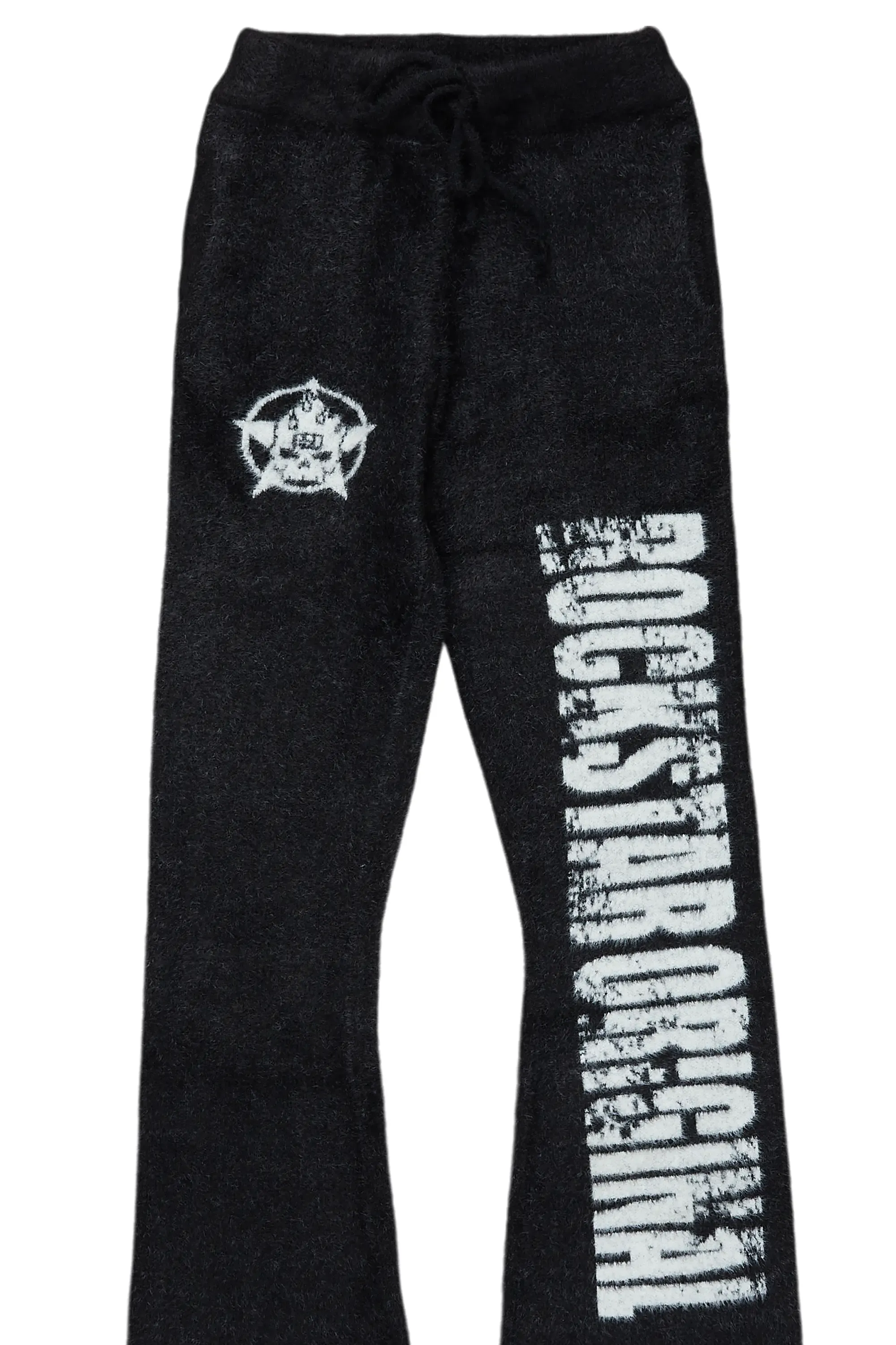 Boys Keve Black Knitted Mohair Flare Sweat Pant
