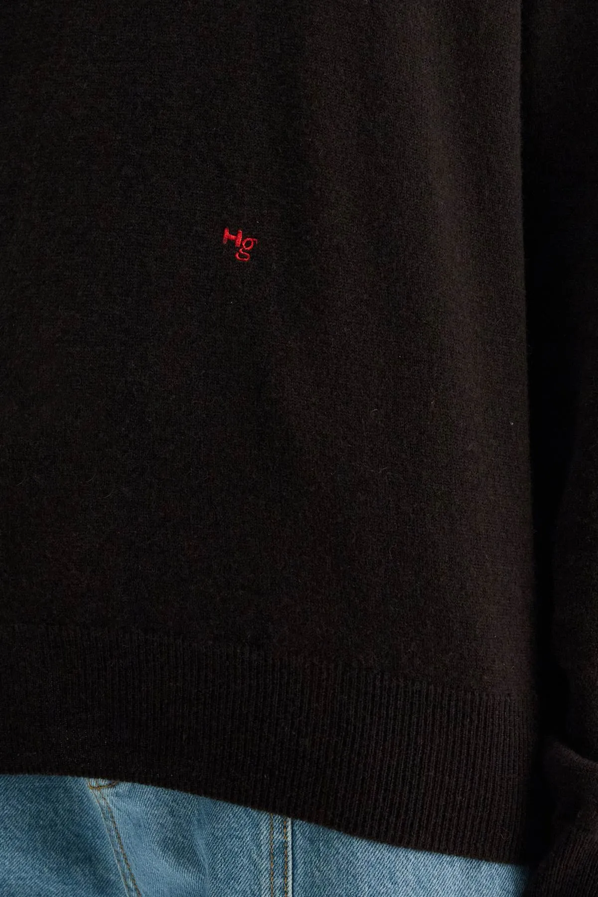 brown espresso wool polo with embroidered logo HGKN012 ESPRESSO BROWN