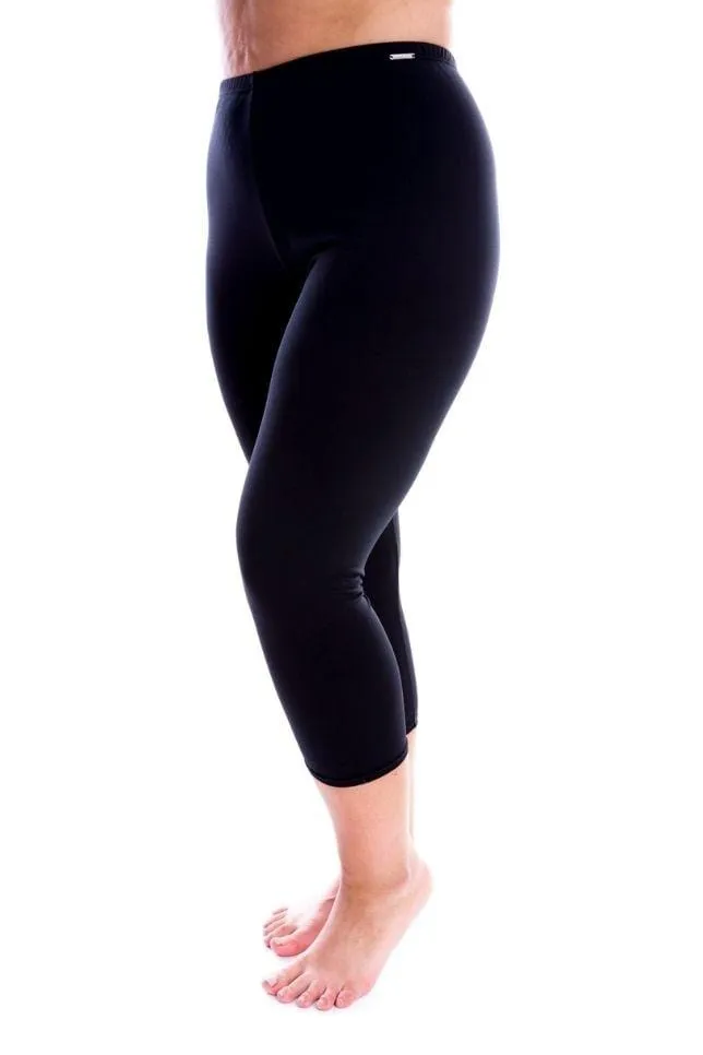 Chlorine Resistant Black 3/4 Swim Pants