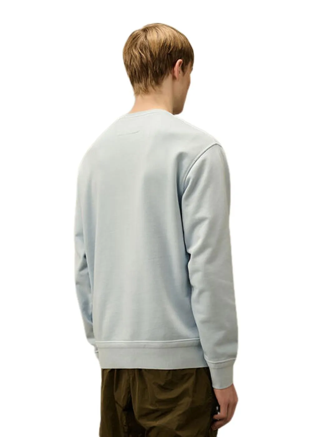 Crew Neck Cotton Diagonal Fleece - Light Blue