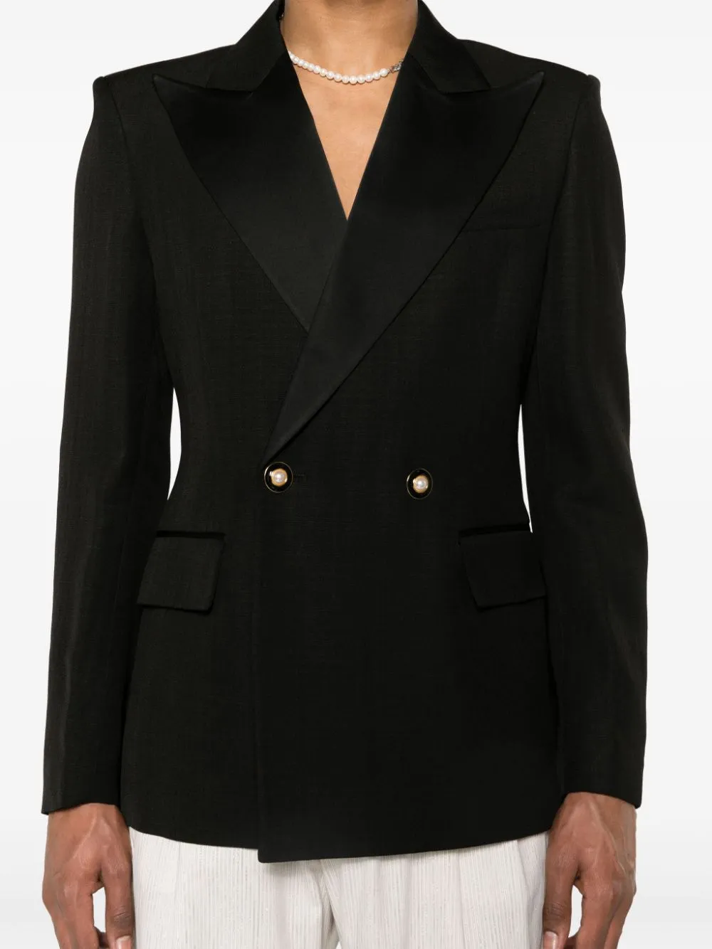 double-breasted tuxedo blazer