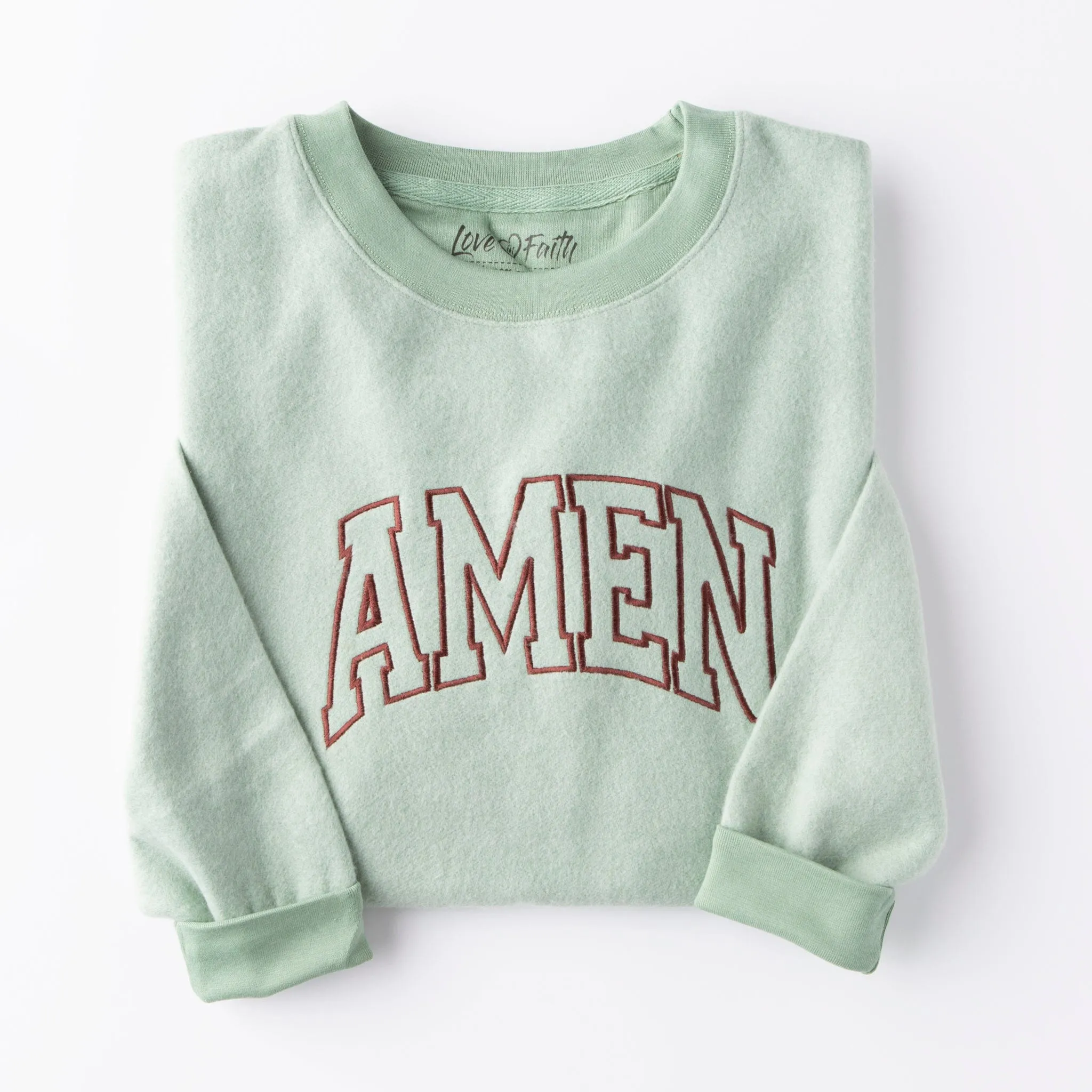 Embroidered Amen Varsity Fuzzy Sweatshirt - 20