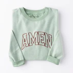 Embroidered Amen Varsity Fuzzy Sweatshirt - 20