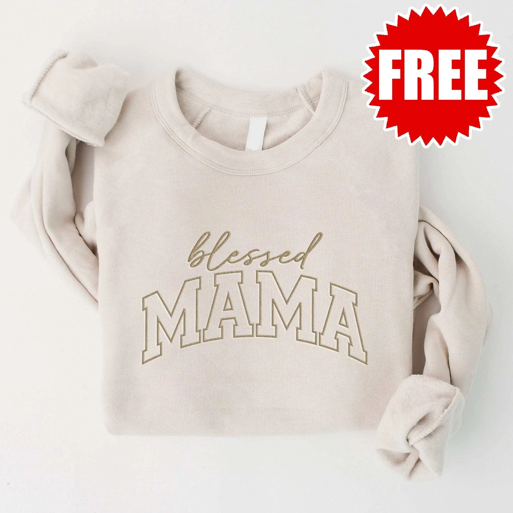 Embroidered Blessed Mama Sweatshirt - 0