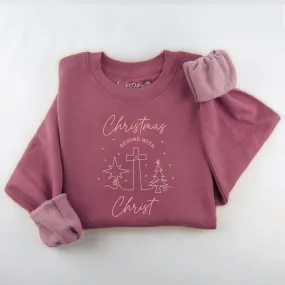 Embroidered Christmas Begins With Christ Sweatshirt - 10