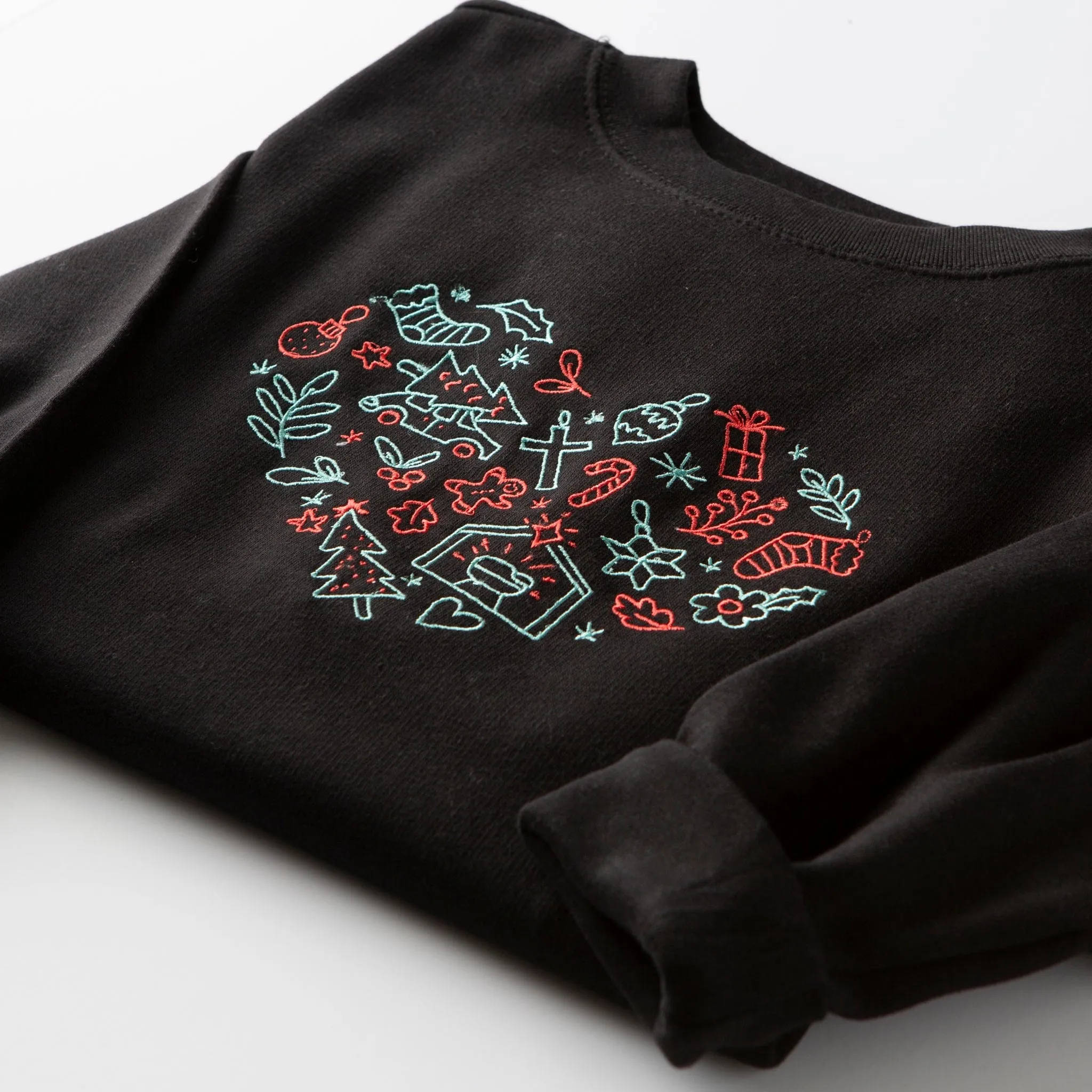 Embroidered Christmas Heart Sweatshirt