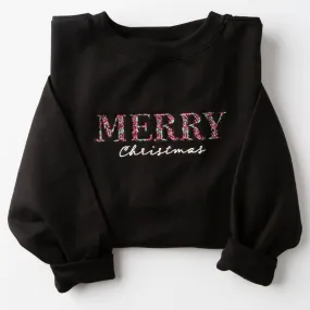 Embroidered Merry Christmas Floral Sweatshirt - 15