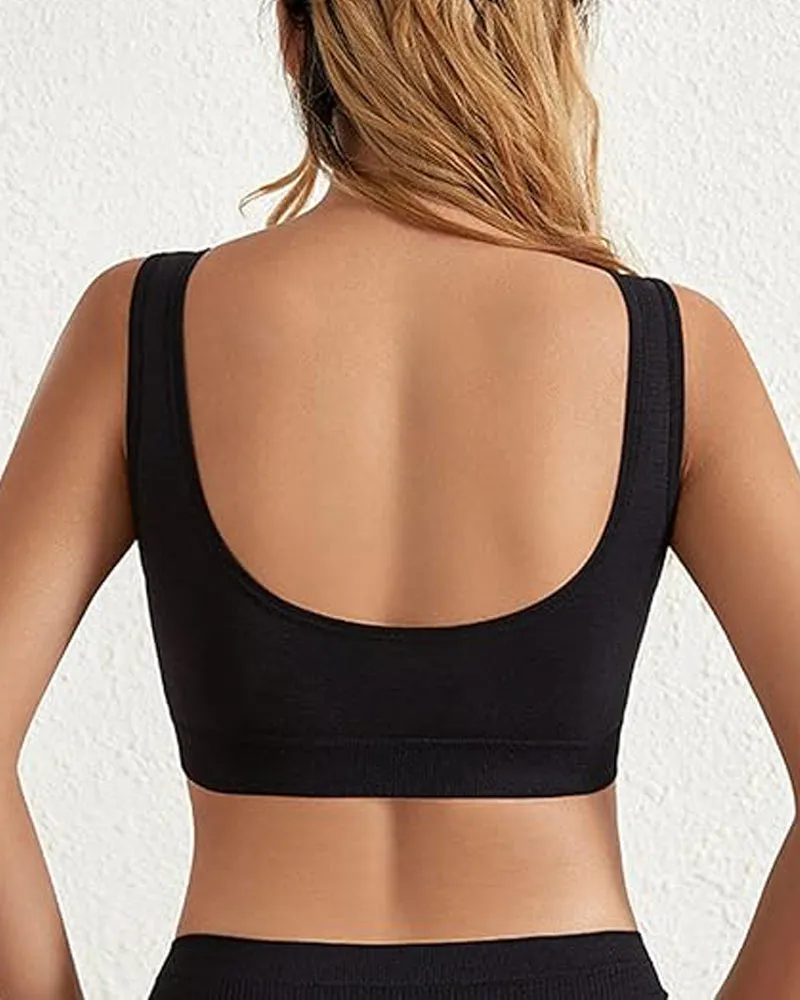 Gerippte Push-Up Sport BH Kabellos Stoßfest Atmungsaktiver Yoga BH