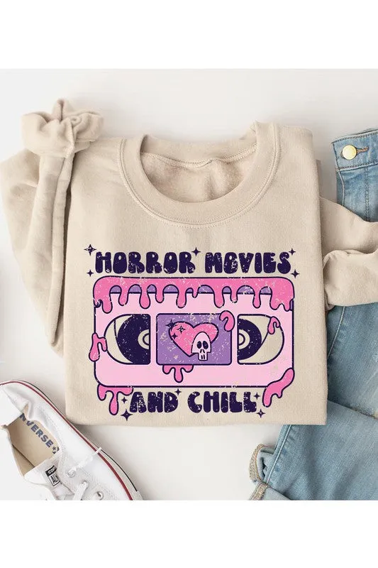 Horror Movies & Chill Graphic Fleece Sweatshirt