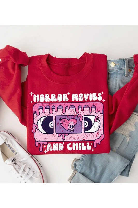 Horror Movies & Chill Graphic Fleece Sweatshirt