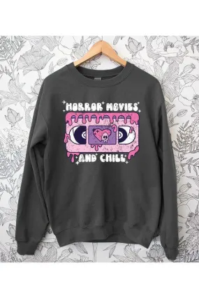 Horror Movies & Chill Graphic Fleece Sweatshirt