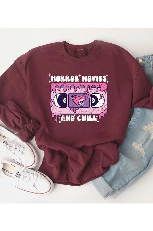 Horror Movies & Chill Graphic Fleece Sweatshirt