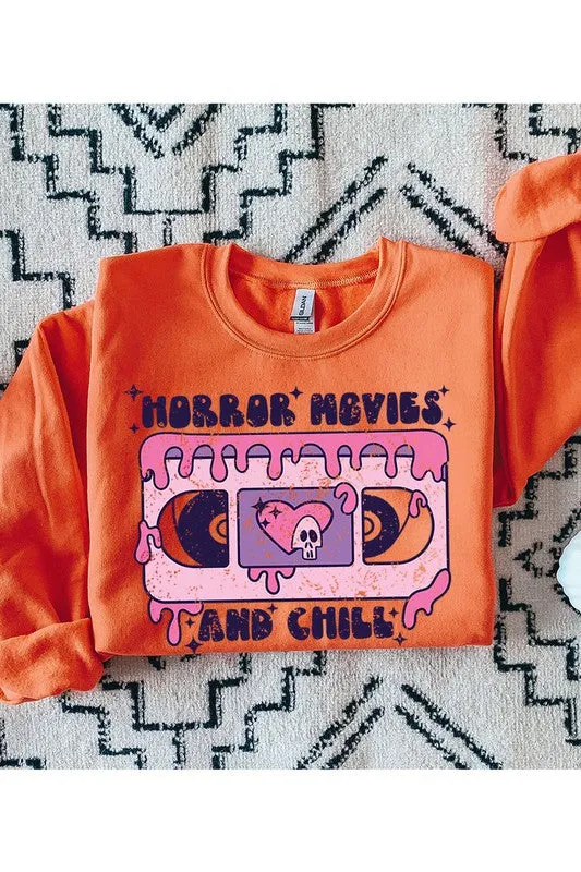 Horror Movies & Chill Graphic Fleece Sweatshirt
