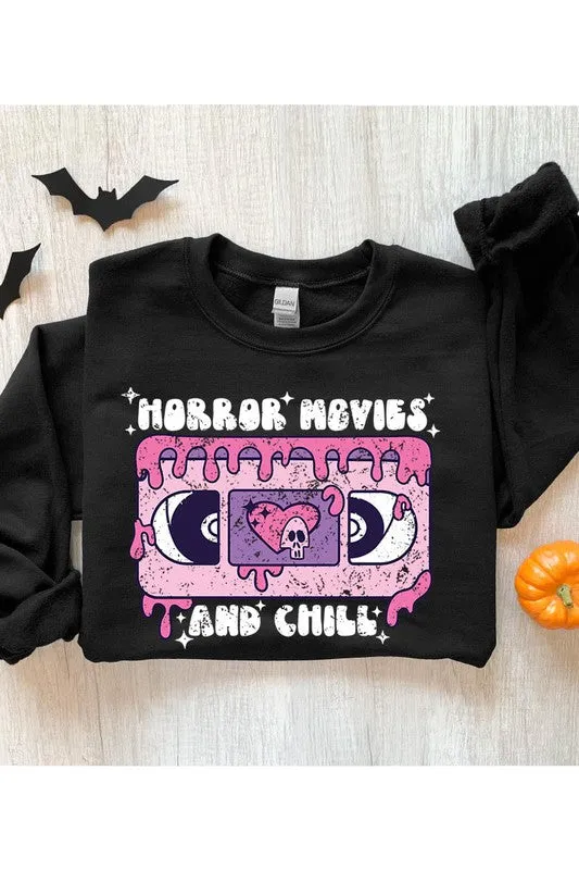 Horror Movies & Chill Graphic Fleece Sweatshirt