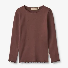 Langærmet Rib T-shirt Reese - eggplant