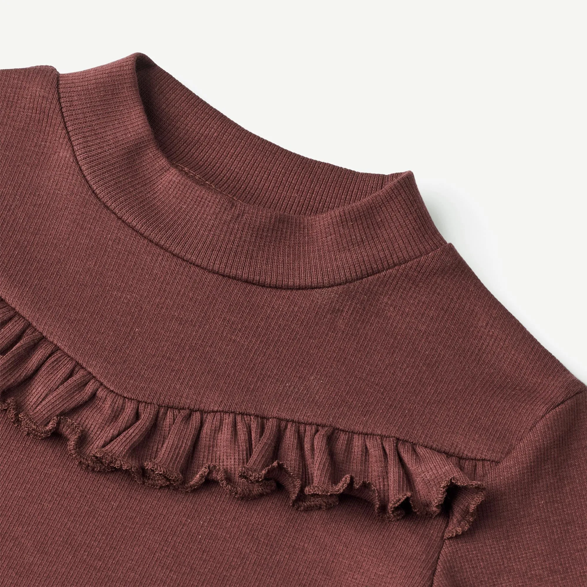 Langærmet Rib T-Shirt Rosetta - aubergine