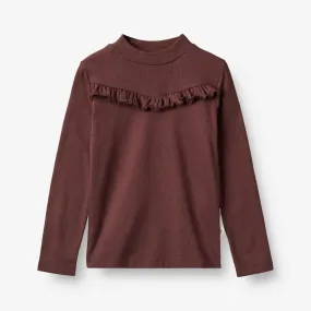 Langærmet Rib T-Shirt Rosetta - aubergine