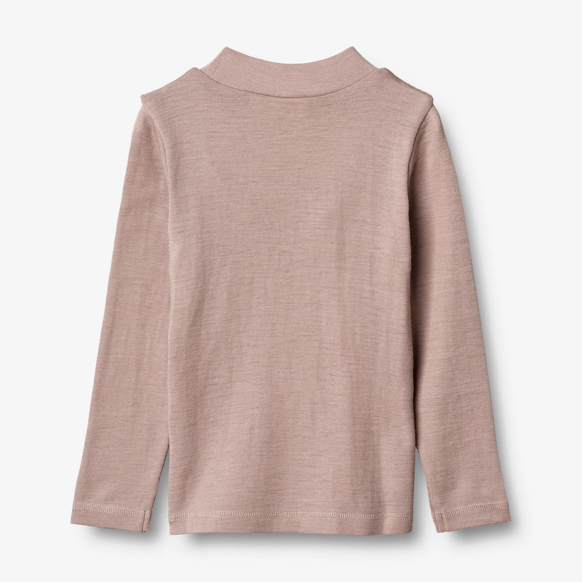 Langærmet Uld T-shirt med Flæse - dark powder