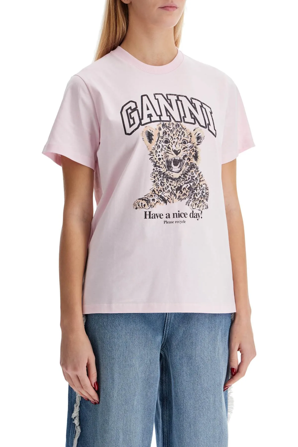 leopard print t-shirt with T4161 CHALK PINK