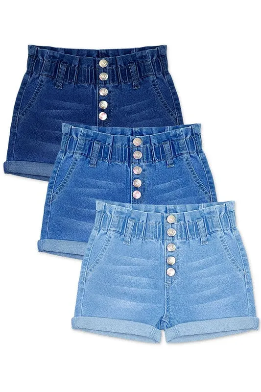 Light Denim Girl's Premium Denim  Shorts